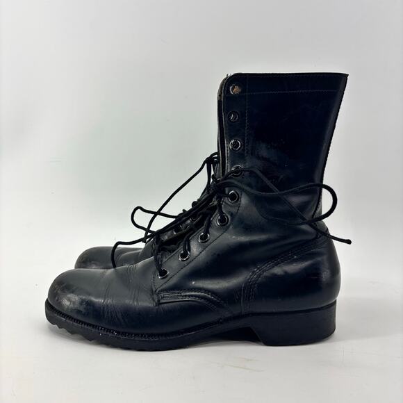 Vintage 1972 Genesco Mens Size 9 Black Tactical Leather Lace-Up Combat Military main image 7
